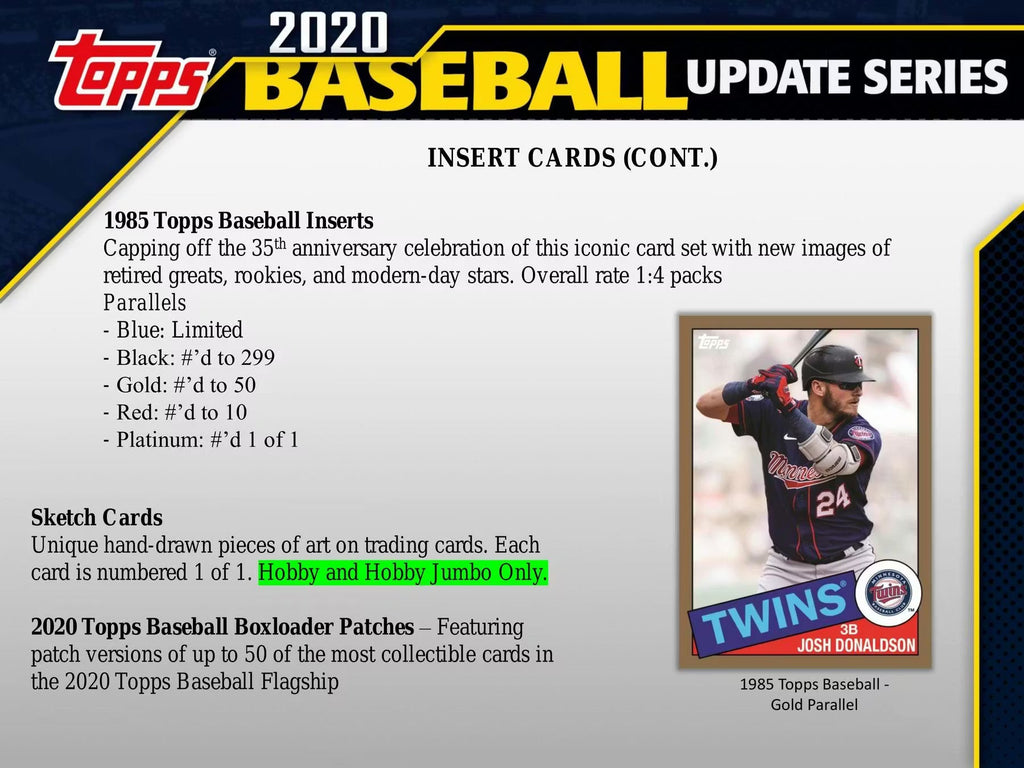 2020 MLB Topps Update Series Baseball Hobby Jumbo Box
