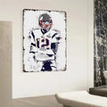 NFL Football Star No.12 Player Portrait Metal Wall Art Sports Decor for Fans Man Cave Gift