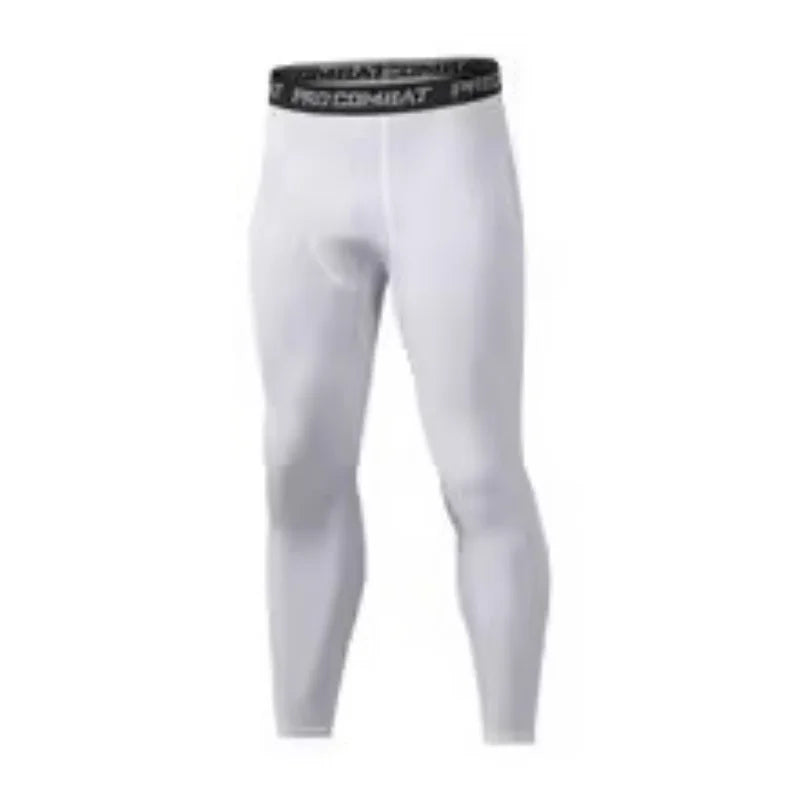 Men Compression Base Layer Running Tight Shorts Sport 3/4 Cropped Pant Leggings Gym Basketball Fitness Exercise Cycling Trousers