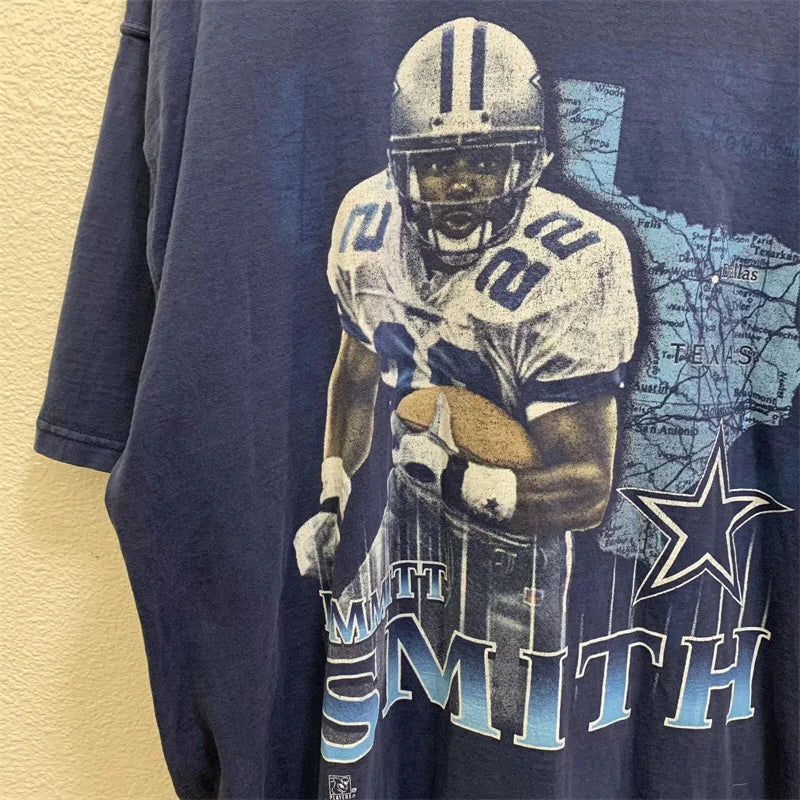 Vintage 90s Emmitt Smith Dallas Cowboys Tee Shirt Large Gray Football Nfl Player T Shirt for Men Mens T Shirts