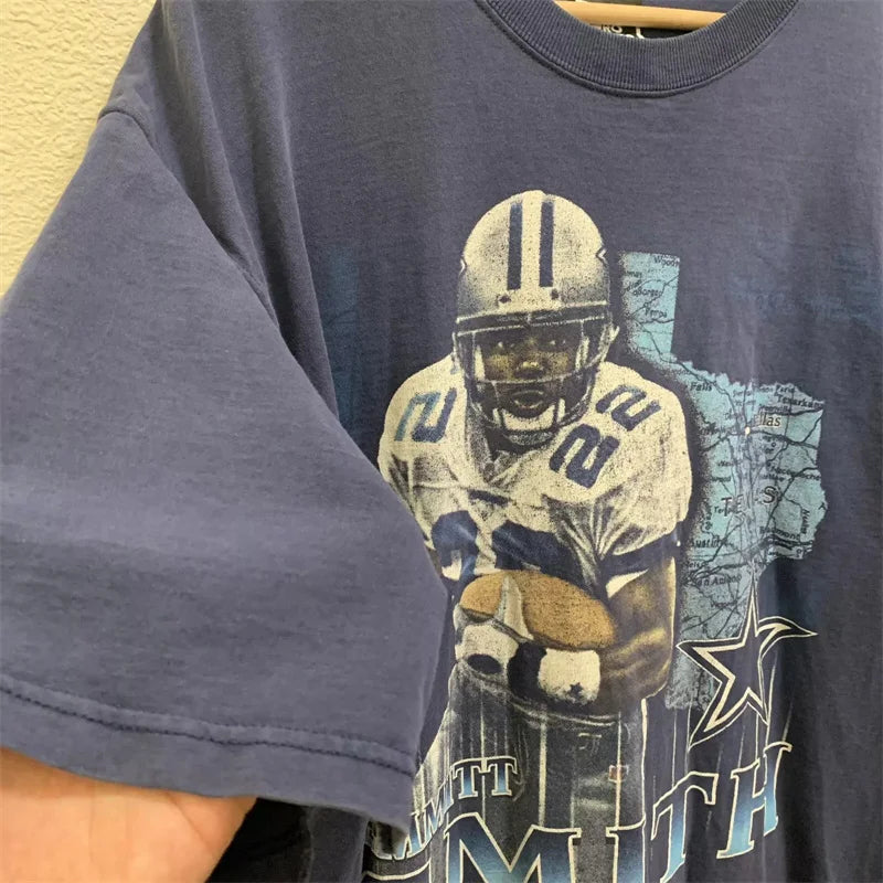 Vintage 90s Emmitt Smith Dallas Cowboys Tee Shirt Large Gray Football Nfl Player T Shirt for Men Mens T Shirts