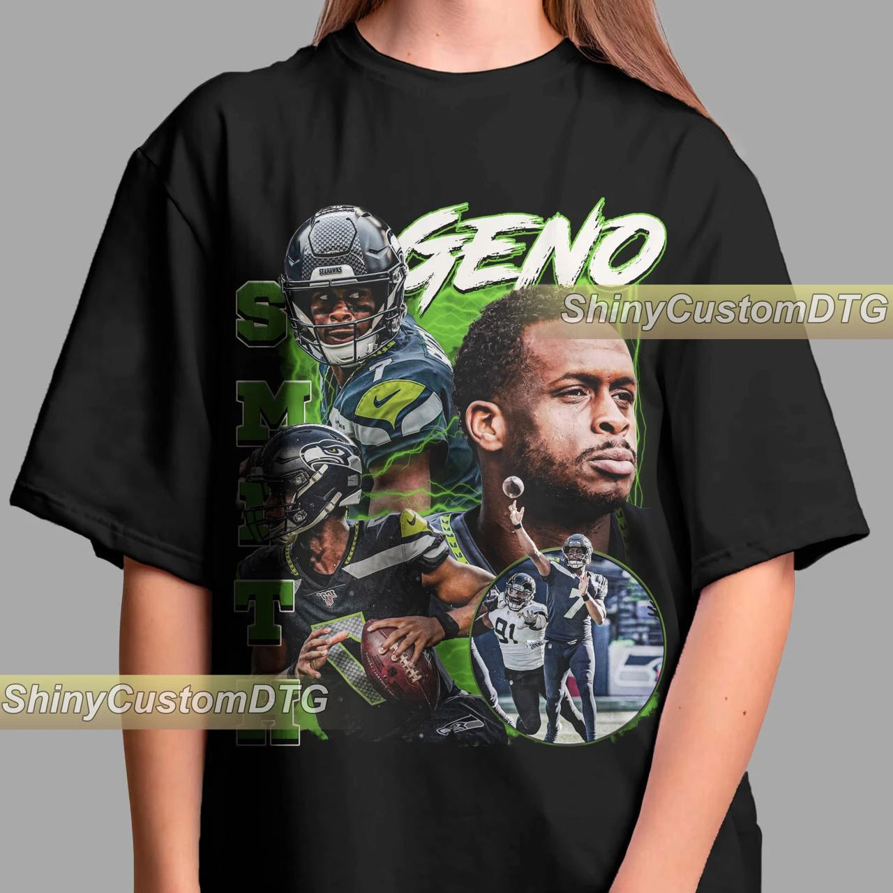 NFL Seattle Seahawks Geno Smith T-shirt 2026 Summer New Men Women Cotton Fashion Oversized T-shirt Street Wear Y2K