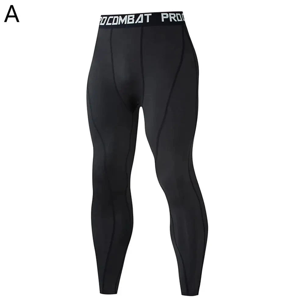 Men Compression Base Layer Running Tight Shorts Sport 3/4 Cropped Pant Leggings Gym Basketball Fitness Exercise Cycling Trousers
