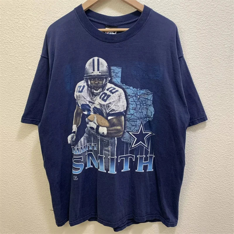 Vintage 90s Emmitt Smith Dallas Cowboys Tee Shirt Large Gray Football Nfl Player T Shirt for Men Mens T Shirts
