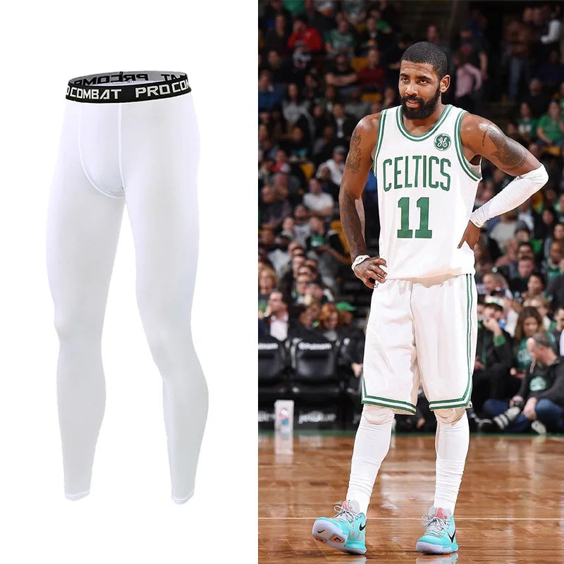 Men Compression Base Layer Running Tight Shorts Sport 3/4 Cropped Pant Leggings Gym Basketball Fitness Exercise Cycling Trousers