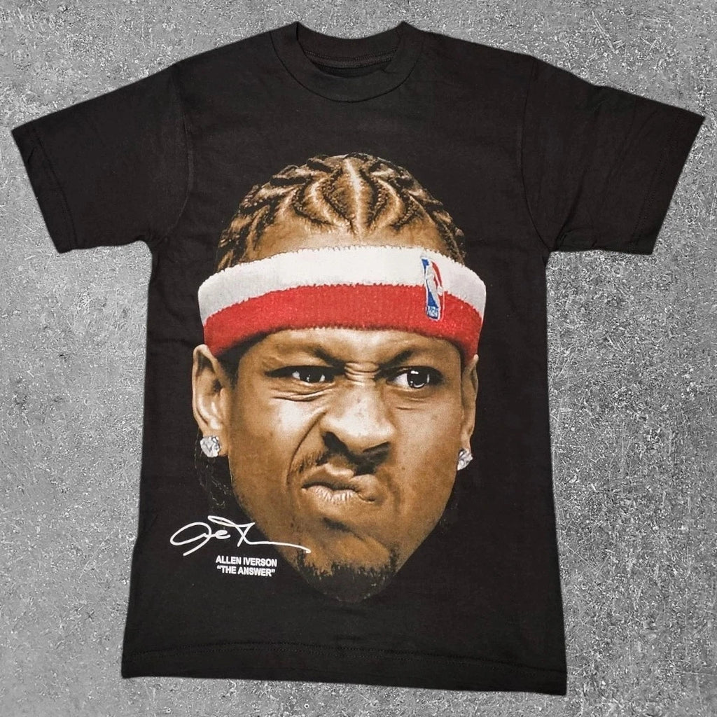 2026 Allen Iverson Big Face Basketball Pattern T-shirt Men's and Women's Summer Retro Streetwear Harajuku Top