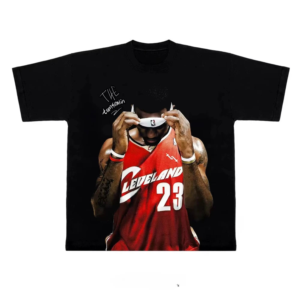 2026 New LeBron James Basketball Tee - Black Original American Streetwear _ Loose Fit Comfortable Harajuku