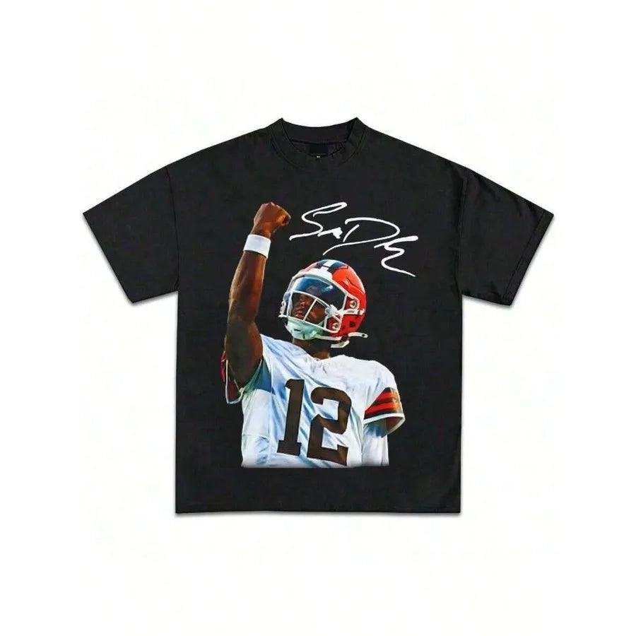 【New Arrival】Deshaun Watson Cleveland Browns #12 Football Graphic T-Shirt | NFL Sports Fan Black Cotton Short Sleeve Tee