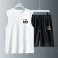 Men's Fashion Breathable Fitness Basketball Sports Quick-Drying 2-Piece Set, Sleeveless T-Shirt & Jogging Shorts