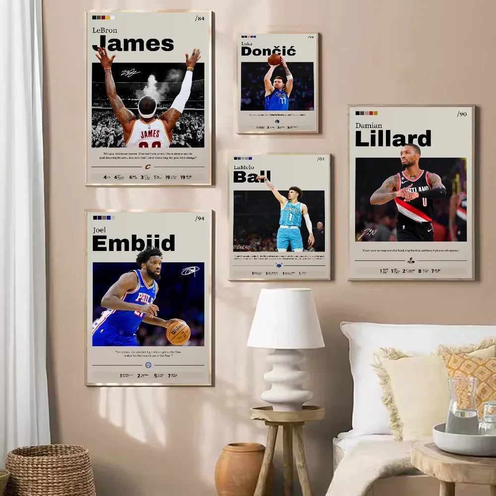 Basketball Star Embiid, James, Ball NBA Poster Decorative Painting Modern Home Wall Art Fans Souving Room Decoration Aesthetics