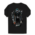 【New Arrival】DeVonta Smith Slim Reaper Eagles Print Black Casual Crew Neck T-Shirt NFL Fan Tee