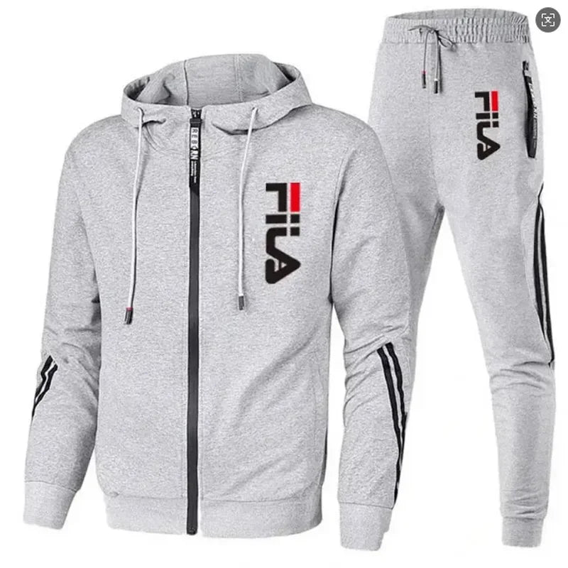 2026 Men's Spring and Autumn Outdoor Zipper Jacket + Athletic Pants Jogging Set Leisure Basketball Fitness Two-Piece Set