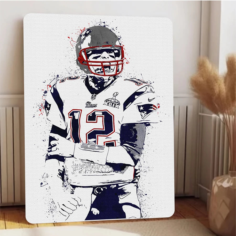 NFL Football Star No.12 Player Portrait Metal Wall Art Sports Decor for Fans Man Cave Gift