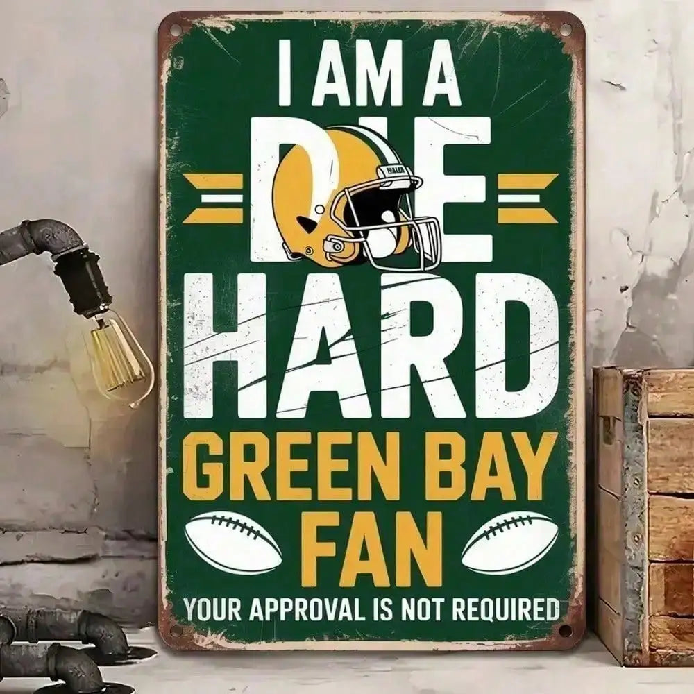 Green Bay Packers NFL Vintage Metal Tin Sign Rustic Wall Art 8x12 Inch Man Cave Bar Decor
