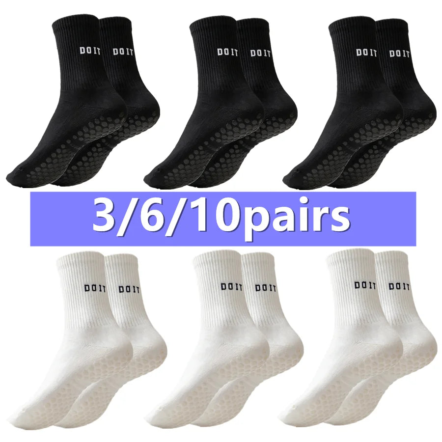 3/6/10pairs men women non slip grip football basketball breathable towel bottom shockproof professional athletic exercise socks