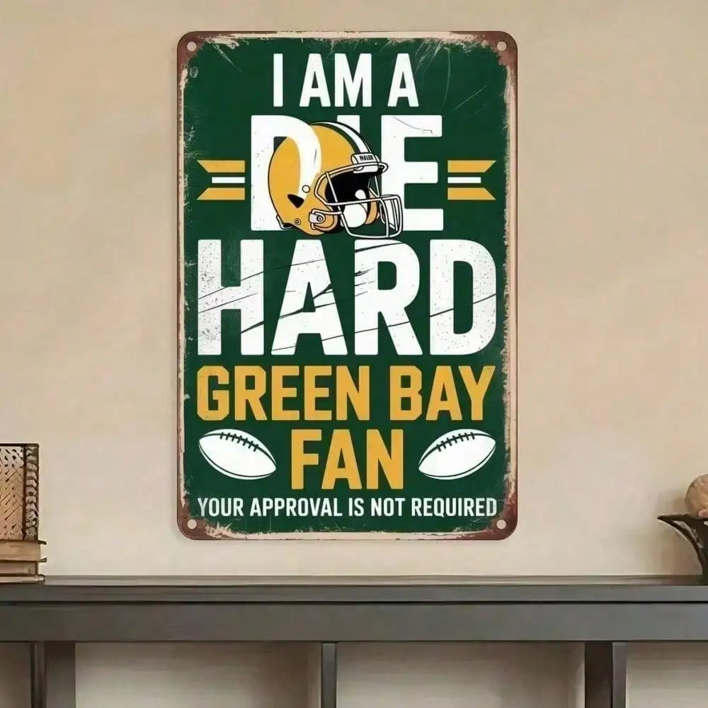 Green Bay Packers NFL Vintage Metal Tin Sign Rustic Wall Art 8x12 Inch Man Cave Bar Decor