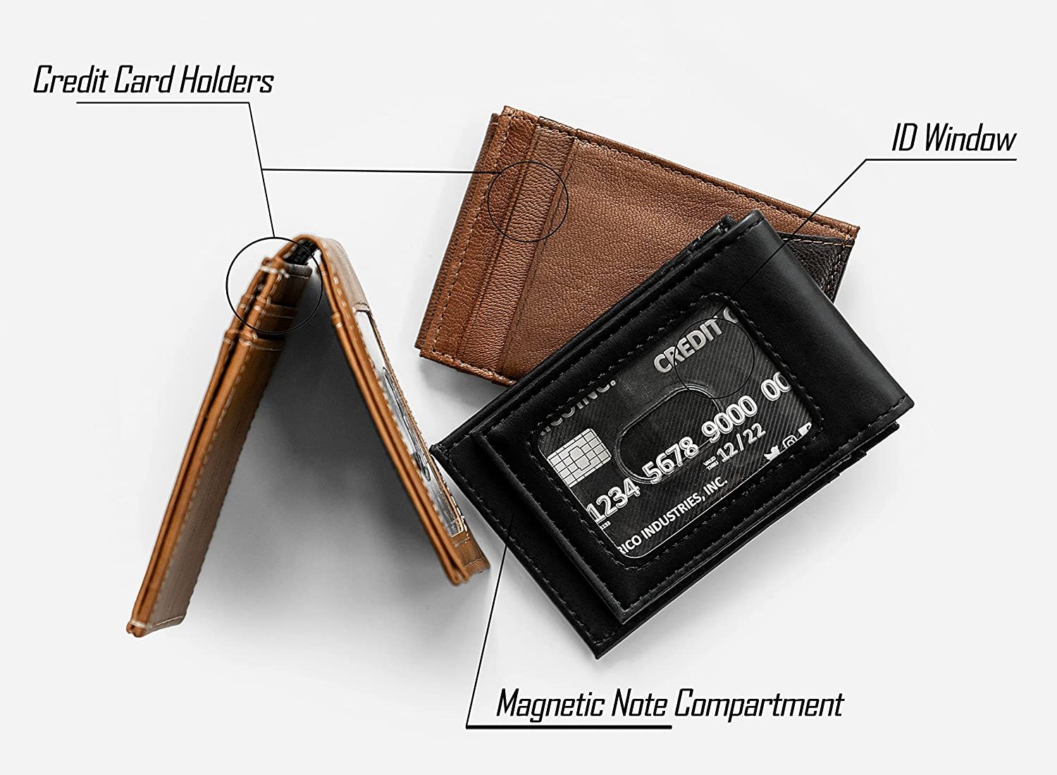 Rico Industries NHL New Jersey Devils Premium Laser Engraved Vegan Brown Leather Front Pocket Wallet - Compact and Slim yet Sturdy Design - Perfect to Show Your Team Pride or Gift