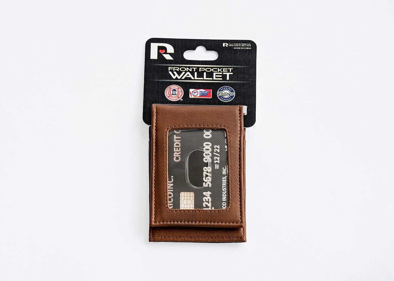Rico Industries NHL New Jersey Devils Premium Laser Engraved Vegan Brown Leather Front Pocket Wallet - Compact and Slim yet Sturdy Design - Perfect to Show Your Team Pride or Gift