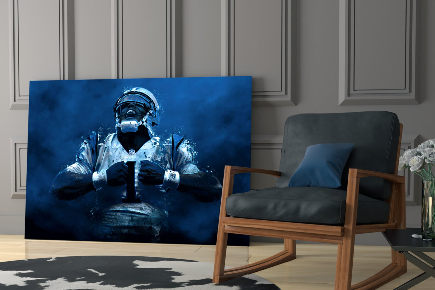 Cam Newton Glass Wall Art